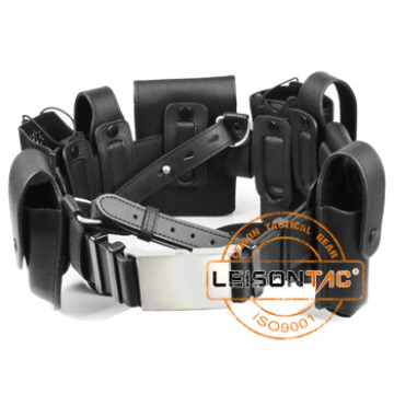 Leather Tactical Belt with Pouches adopts leather material with double torch pouch
